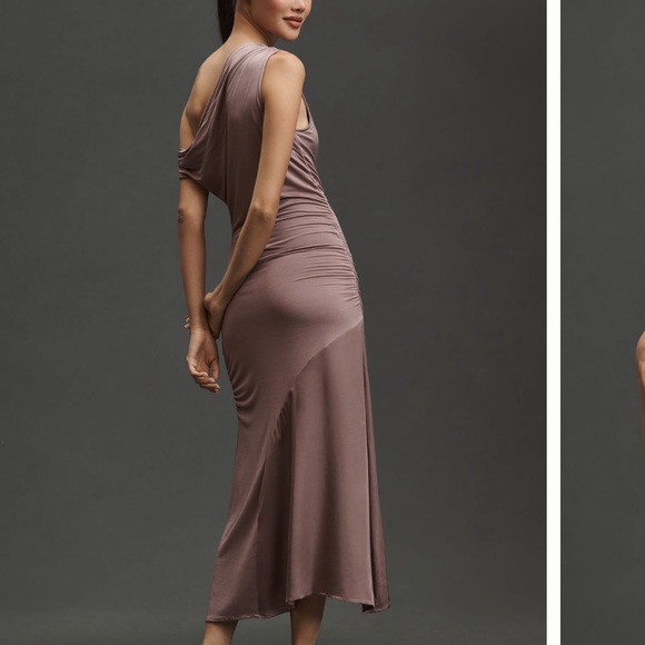 Anthropologie Mauve One-Shoulder Midi Dress - Picture 2 of 5